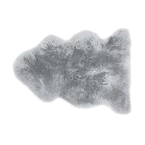 Huahoo Premium Genuine Sheepskin Rug Grey Real Australia Sheepskin Natural Lambskin Fur Area Rug Seat Covers For Kids Bedroom Sofa Chair Cover Pets Dogs Mat Single Pelt/2'X 3' Silver Grey thumb #3
