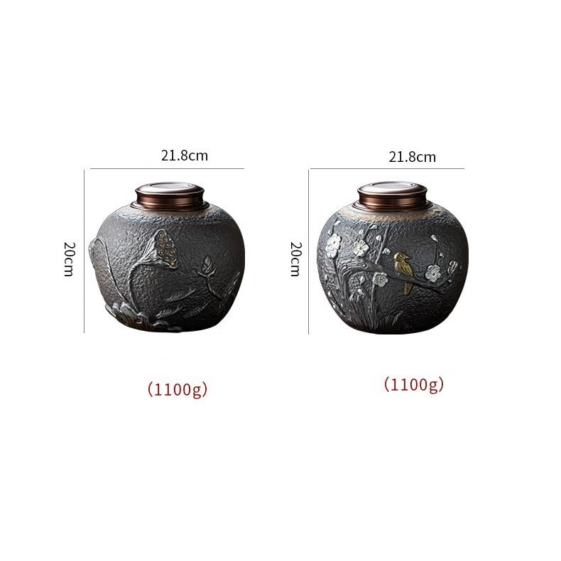 Dzbanek na herbatę Ceramiczne puszki na herbatę, duże gospodarstwa domowego zielonej herbaty, szczelne puszki na herbatę, czarne opakowania herbaty, uszczelnione garnki ceramiczne. Kuchenne pojemniki