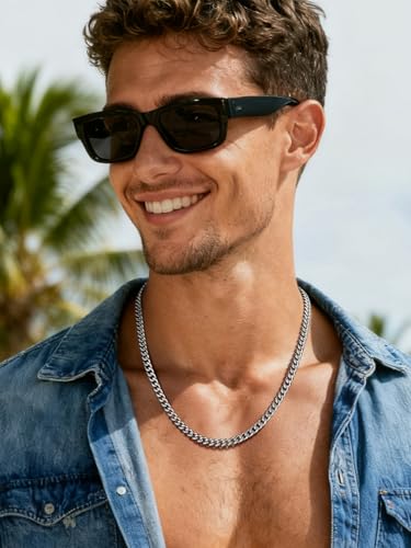Richsteel Cuban Link Chain for Men, Mens Stainless Steel Miami Curb Chains Necklace 6/9/12mm Width Gold/Silver/Black Plated Non-Tarnish Trendy Jewelry 18-30 Inch - Image 3