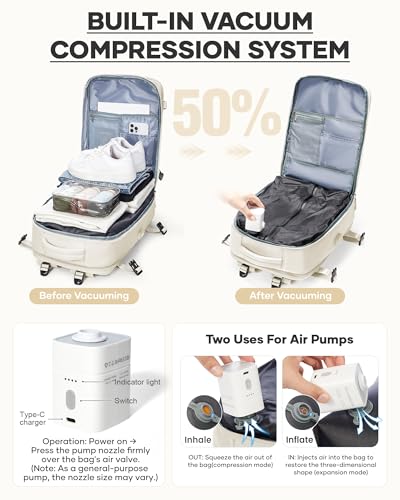 Image of coofay Vacuum Backpack Travel with Pump Vacpack Travel Backpack with Vacuum System Mochila de Viaje Compresion al Vacio Easyvacpack Airbag Backpacks for Traveling Carry on Luggage