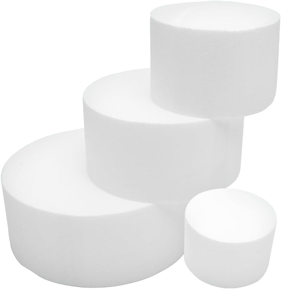 Round Foam Cake 4pcs White Baking Supplies Fake Cake Foam Styrofoa M Tier