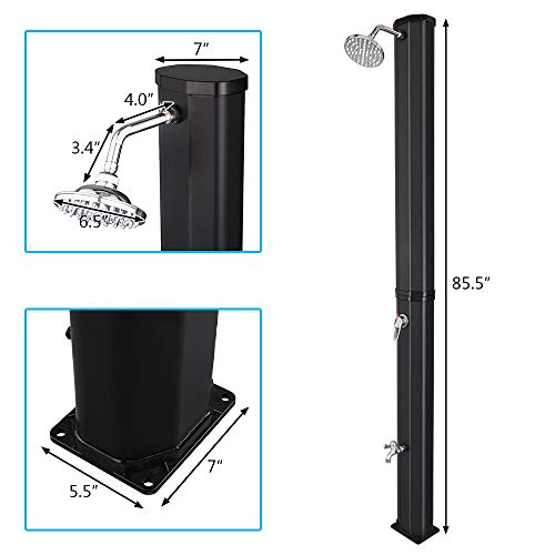 Vingli Solar Heated Shower,2-Section With Shower Head And Foot Shower Tap，For Outdoor Backyard Poolside Beach Pool Spa,Black (9.3 Gallon) #TOP5