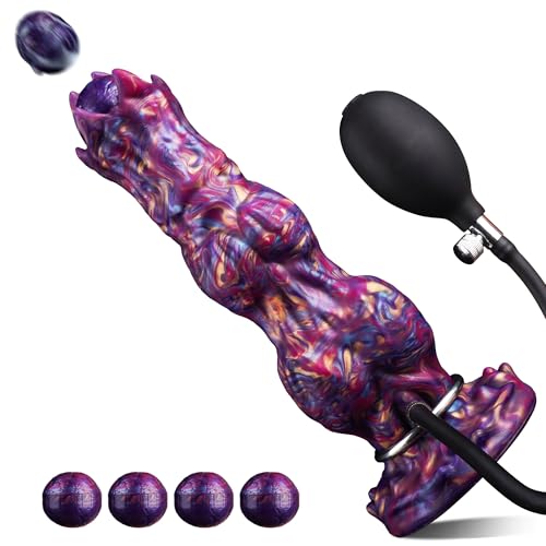 25.5cm Ovipositor Monster Dildo Fantansy Alien Knot Dildo Aufblasbar Analplug mit 4 Silikoneiern Analdildos XXL Groß mit Saugnapf Buttplug Anal Vagina Pumpe Extrem Sexspielzeug für Frauen Männer