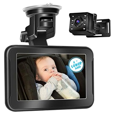 Gootus Baby Car Camera Mirror - Real 1080P Car Baby Camera with 5" AHD Monitor Night Vision, Car Mirror Baby Rear Facing Seat, Wide View Car Back Seat Camera for Newborns Infants Kids Toddlers Cover
