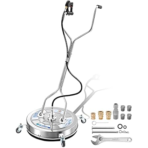 FIXFANS 24" Pressure Washer Surface Cleaner with 4 Wheels, Dual Handle, Stainless Steel Power Wash Surface Washer Attachment, 4500 PSI Pressure Washer Accessory for Driveway Sidewalk Patio Cleaning Cover