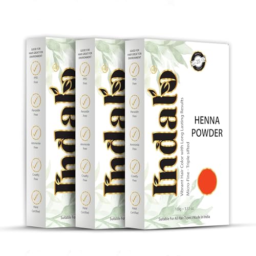 Image of Indalo Natural Henna (Lawsonia Inermis) Hair Colour Powder, No Ammonia No PPD No Paraben, Conditioning Hair Growth & Anti- Dandruff for Men & Women - 100gm Each (Pack of 3)