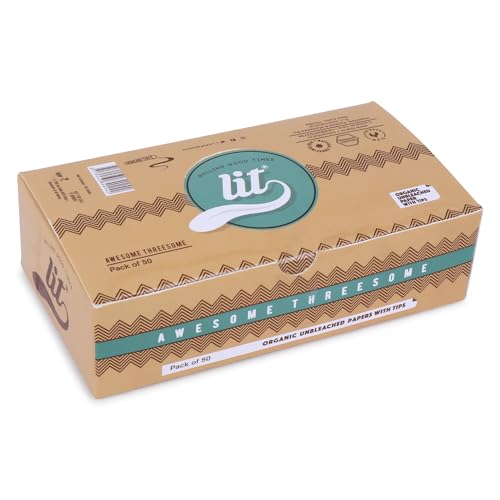 Image of LIT AWESOME THREESOME King size organic Brown Rolling Paper - 50 Pack