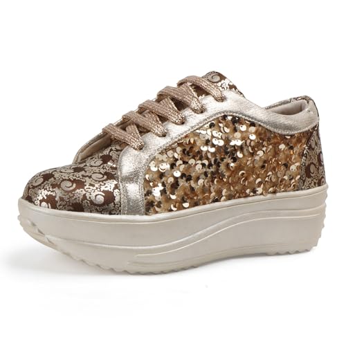 Image of Vendoz Women Wedding & Party High Heel Sneakers I Cushioned Insole I Glittery & Embellished Bridal Wear I Lightweight and Stylish Shoes for Girls CNV4033