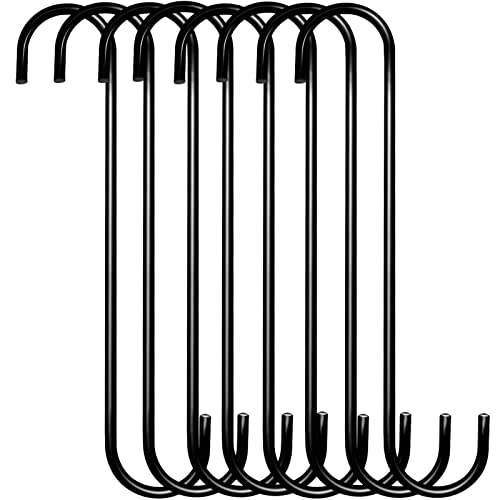 DINGEE 8-Pack 10" Heavy Duty S Hooks for Hanging, Black