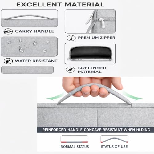 Image of Tabelito Nylon, Pearl Cotton Hybrid Laptop Bag Sleeve Case Cover Pouch for laptops (Grey, 15.6 Inches /39.6Cm)