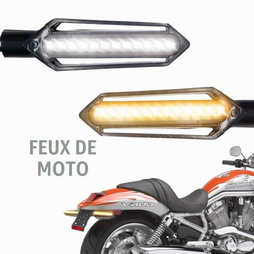 Baceyong Feux de moto universels 4PC, 24 LED, comprenant 2 clignotants, 1 feu de jour blanc avant et 1 feu stop rouge arrière – vue 6