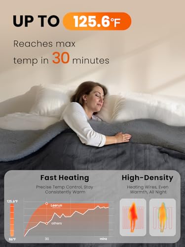 Electric Heated Blanket Twin, Ultra‑Cozy Premium Flannel & Sherpa, Even Heat Distribution & Stable Temp, 1–10H Auto‑Off, 8 Temps (86–125.6°F), Overheat Protection, Ideal Gifts for Grandma