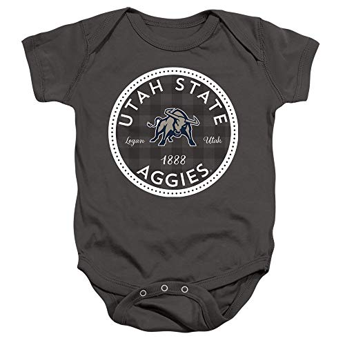 Utah State University Official Plaid Badge Unisex Infant Snap Suit for Baby,Charcoal, 18 Months