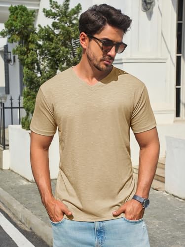 Runcati Mens T-Shirts Short Sleeve V Neck Casual Classic Shirt Summer Stretchy Regular Fit Lightweight Tees2