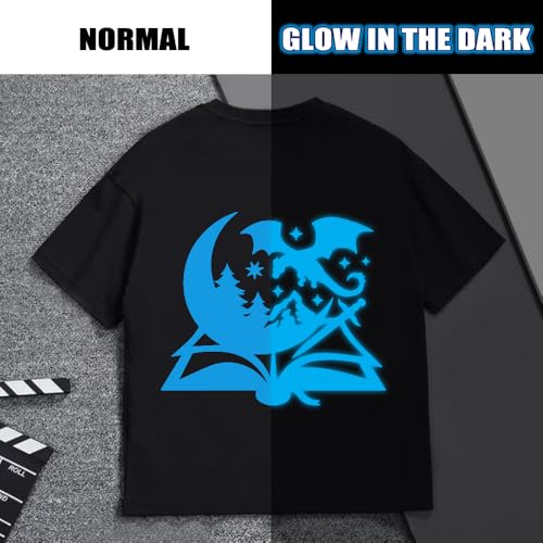 Image of HTVVETUR Glow in The Dark HTV Heat Transfer Vinyl Roll 12 Inch by 10 Feet Iron on DIY for T-Shirt PU Stretch Elastic HTV Vinyl (Dark in Glow Blue, 10FT)