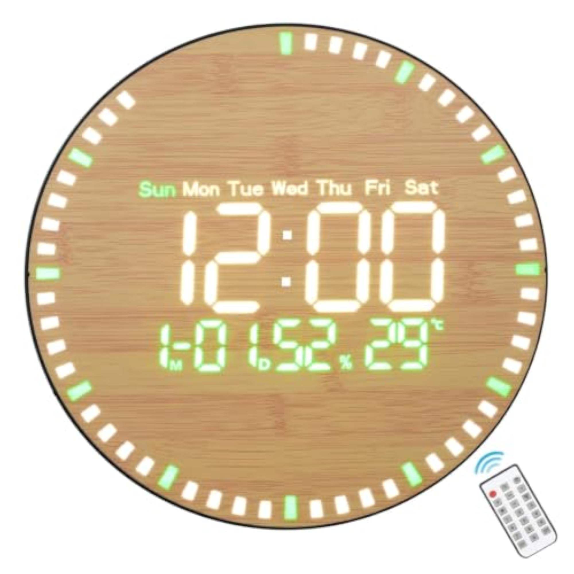 Wooden Design Digital Wall Clock with Remote Control