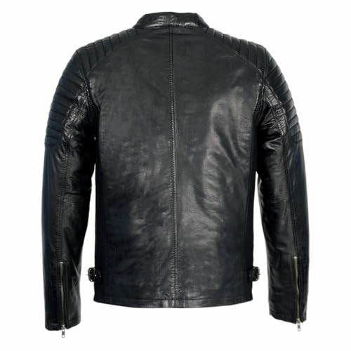 Image of Milwaukee Leather SFM1840 Men's 'Quilted' Black Leather Fashion Jacket with Snap Button Collar
