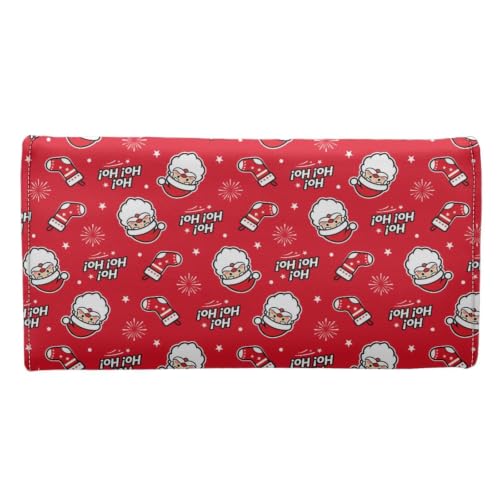 Image of AFPANQZ Womens Wallets Leather Trifold Multi Card Holder Slots Wallet | Santa Claus Socks Print Elegant Clutch Phone Holder Zip Inner Pocket Multi-Cards Slots Large Travel Wallet, Christmas Decor