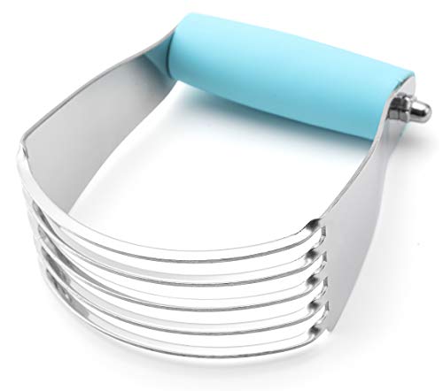Spring Chef Dough Blender, Top Professional Pastry Cutter with Heavy Duty Stainless Steel Blades, Medium Size, Aqua Sky
