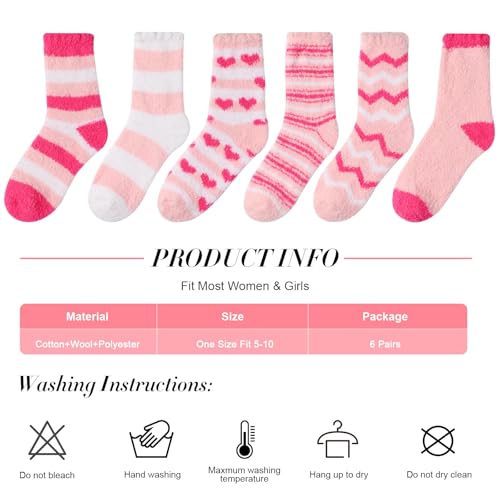 Image of SAIWEILAI ONLINE 7 Pieces Christmas Fuzzy Socks Gift Set:6 Pair of Soft Cozy Warm Socks with Christmas Gifts Box for Women