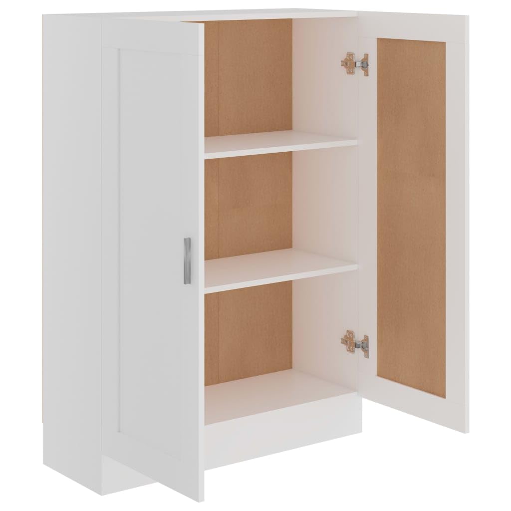 IKAYAA Bücherschrank Armadietto in Holz Armadio Porte Battenti Aktenschrank Armadietto per Garage Armadio Ufficio Mobili Ufficio-Bianco-115 cm