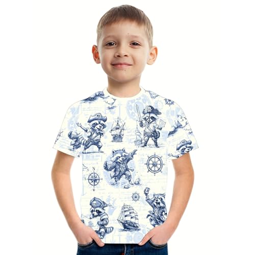 DFZ Boy’s and Toddler Boys Funny Cosplay T-Shirt Novelty Printed Short Sleeve for 4-14 Years Crewneck Casual Tops Unisex