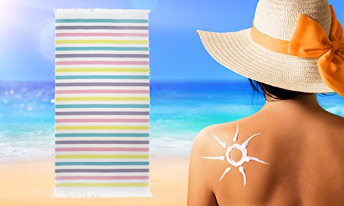 Pareo/ Saunatuch mit einem Streifendekor und Fransen- 100x180cm- 100% Baumwolle-2