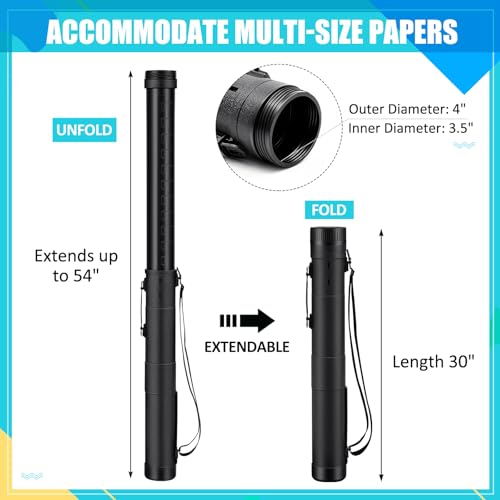 Image of Henoyso 1 Pcs Extendable Poster Tubes Bulk with Strap Blueprint Holder & Carrying Case for Maps, Documents, Artworks, Banners (XL)