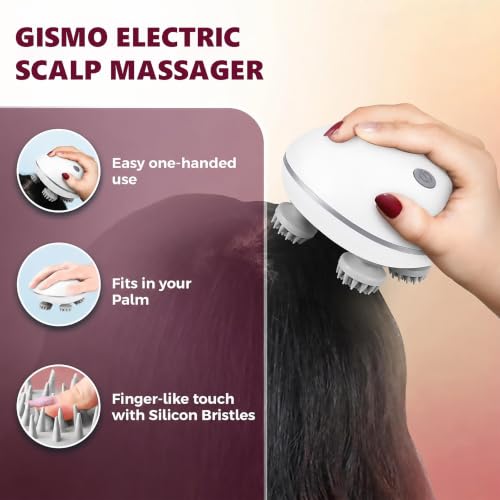 Image of GISMO Smart Electric Scalp Massager - 3D Deep Kneading Head Massager for Stress Relief, Scalp Care & Hair Growth | Cordless USB Rechargeable Full Body Massager for Neck, Shoulders & Back
