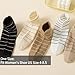 iwhgrmp Striped Ankle Socks for Women Cute Summer Fashion Breathable Soft Cotton Athletics Casual Socks Gifts (5Pairs White Khaki Black)