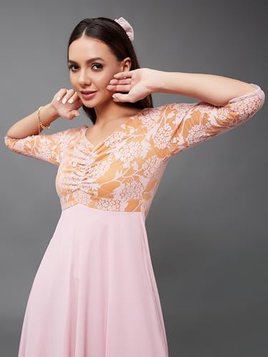 Image of Miss Chase Women's Round Neck Cap Sleeves Lace Knee -Long Skater Dress
