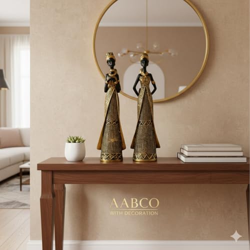 Image of Vibrant Beautiful Finish Uniquely Hand Crafted Home Decor African Tribal Women Art Piece (Set of 2)