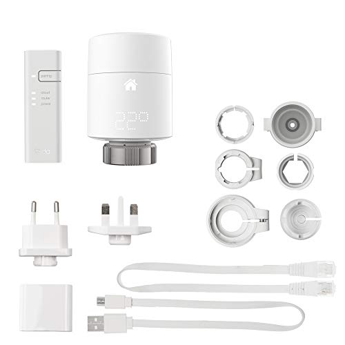 tado° V3+ - Kit básico de termostato inteligente para radiadores (montaje vertical), control inteligente de calefacción, instalación manual fácil, funciona con Alexa, Siri y Google Assistant