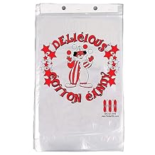 Concession Essentials Cotton Candy Bags-500CT Cotton Candy Bags with Twist Ties, 0.5" Height, 18" Width, 12" Length Pack of 500