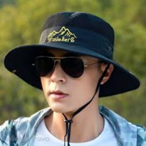 Image of Unisex Cotton Classic Camouflage Hat Summer Sun Protection Packable Beach Hat UPF 50+ Bucket Hat for Fishing Hiking Hunting Safari
