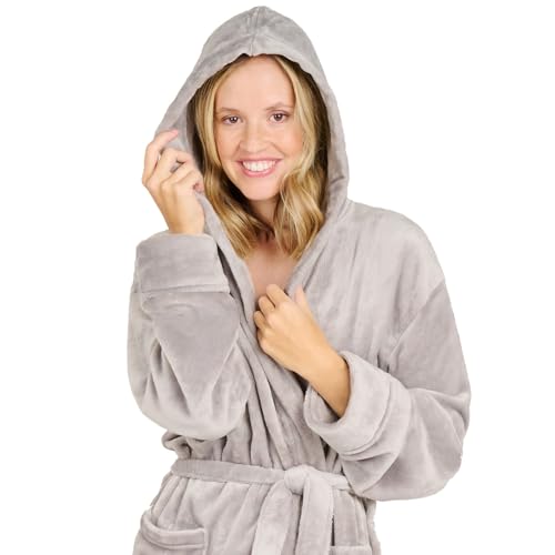 Blumtal Bademantel Damen & Herren XL - OEKO-TEX zert. Morgenmantel, extra saugstark, Mikrofaser, weich, Grau