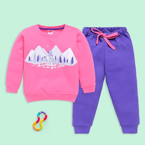 Image of LuvLap Baby Girls Full Sleeve Sweatshirt & Pyjama Set