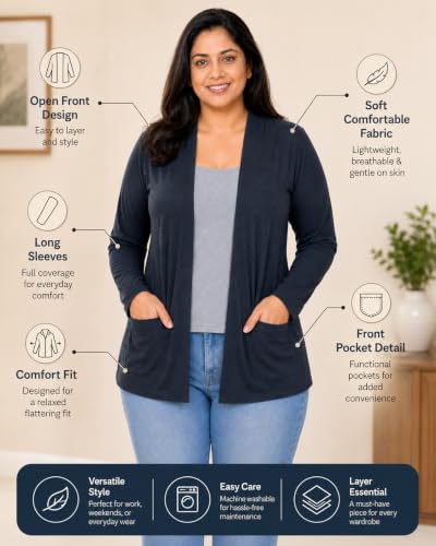 Image of In Love Women's Solid Open Front Shrug with Pockets