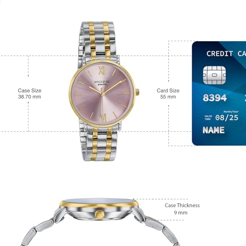 Image of Sonata Poze 9 with Quartz Analog Pink Dial SS+IPG Strap Watch for Women - SP80183BM01W