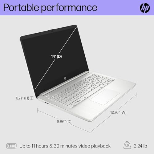 Image of HP Laptop for Business & Student, 14 inch HD Display, Intel Pentium Silver N5030 Processor, 8GB RAM, 512GB SSD, 1-Year Microsoft Office 365, with Mouse, Long Battery Life, Webcam, Windows 11 Home