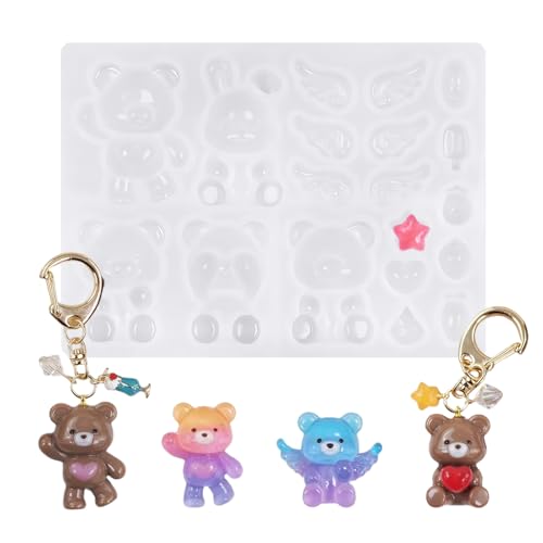 サムコス シリコンモールド ウサギ くま 星 UVレジン 型 エポキシ樹脂 粘土 DIY ハンドメイド素材 レジン アクセサリー パーツ 作成 樹脂工芸品 キーホルダーの商品画像（Amazon）