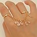 Chain Ring Cubic Zirconia Statement Gold Boho Adjustable Fashion Wedding Rings Engagement Ring for Women Anniversary Birthday Gifts