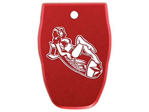 NDZ Performance Magazine Base Plate for Smith & Wesson SD40 VE .40 S&W Laser Engraved Anodized Aluminum in Red - Bomb Pinup Girl 1