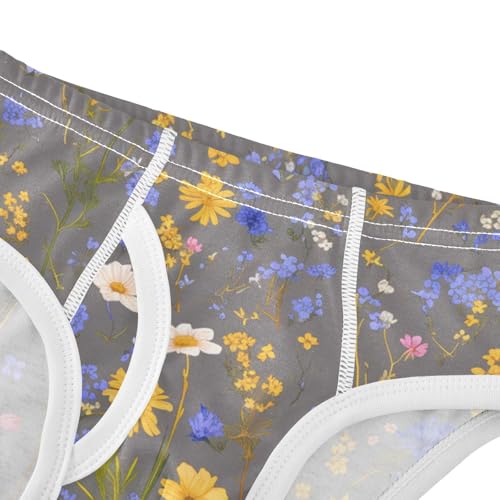 KLL Colorful Wildflowers Pattern Toddler Boys' Pure Cotton Briefs Breathable Undies4
