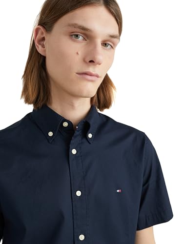 Image of Tommy Hilfiger Men's Short Sleeve Poplin Shirts in Regular Fit, Men's Button Down Shirts