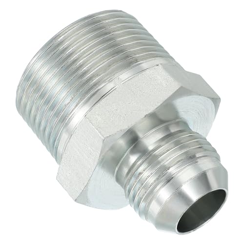 Image of PATIKIL Pipe Adapter Connector 1-1 /16 inch Male 74 Flare JIC x 1-1 /4 inch Male R Pipe Fitting Oil Feed Restrictor Fitting Hydraulic Connector for Oil Steam Water Pipelines System