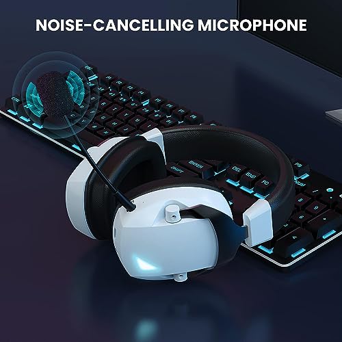 Acinaci BL300 Wireless Gaming Headset, Bluetooth 5.2 Wireless Gaming Headphones With Detachable & Flexible Noise Canceling Microphone, 2.4Ghz Gaming Headset With 3D Stereo Sound thumb #2