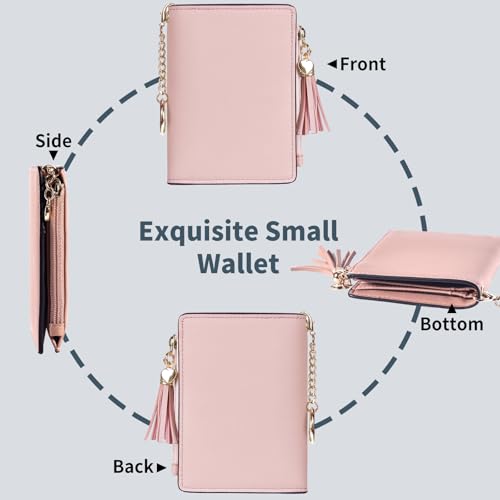 Image of Gostwo Small Wallets for Women, Stylish Womens Wallet with ID Window, Zippered Coin Pocket and Tassel. Cute RFID Wallet for Women, ideal for Teen Girls, Commuters, and Women for Daily Use