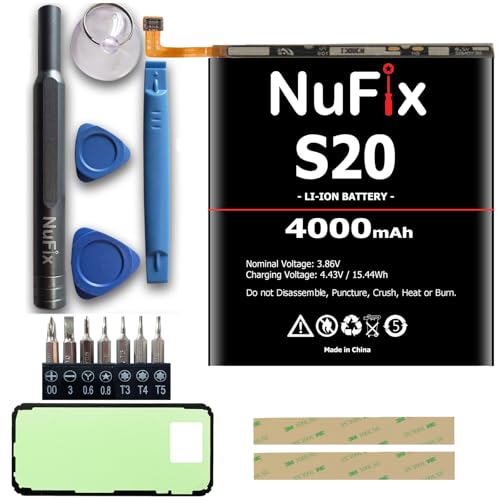 Nufix - NuFix Battery Replacement for Samsung S20 4000mAh Compatible Replacement Battery Kit EB-BG980ABY (Complete Kit)