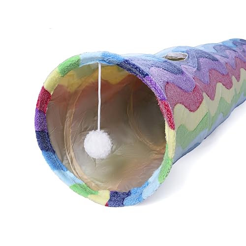 AOKUY Collapsible Cat Tunnel Toy in Suede, Cat tunnels for Indoor Cats with 2 Holes and Suspended Ball,for Cat, Puppy, Kitty, Rabbit - Image 4